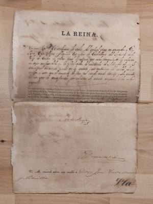 1867 Queen Isabella II Spain Signed Autographed Royal Document ORIGINAL 514