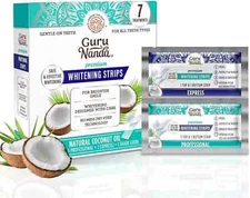 GuruNanda Teeth Whitening Strips with Coconut Oil-14 Enamel Safe Strips