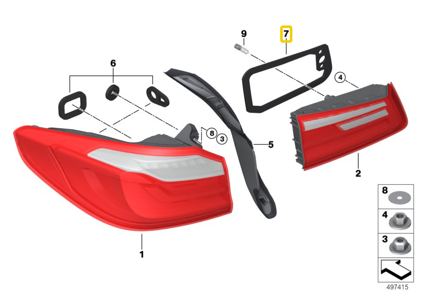 Genuine BMW 5 Series G30 F90 M5 Rear Left Light In Trunk Lid 