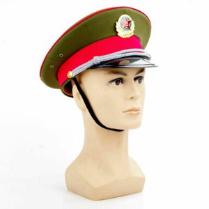 59cm-Military-Officer-Captain-039-s-Visor-Hat-Chinese-Communist-Army-Collectable-Cap