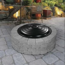 Large 31" Black Fire Ring Lid Decorative Spark Screen Wood Fire Pit Accessory