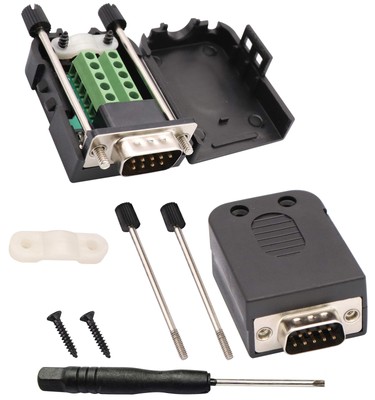 DB9 Screw Terminal Block Adapter D-SUB 9-pin RS232 Male to 9+1 Pin/Way Female...
