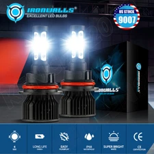 IRONWALLS 9007 HB5 LED Headlight Kits HI-LO Dual Beam Bulbs 6500K 2400W 360000LM