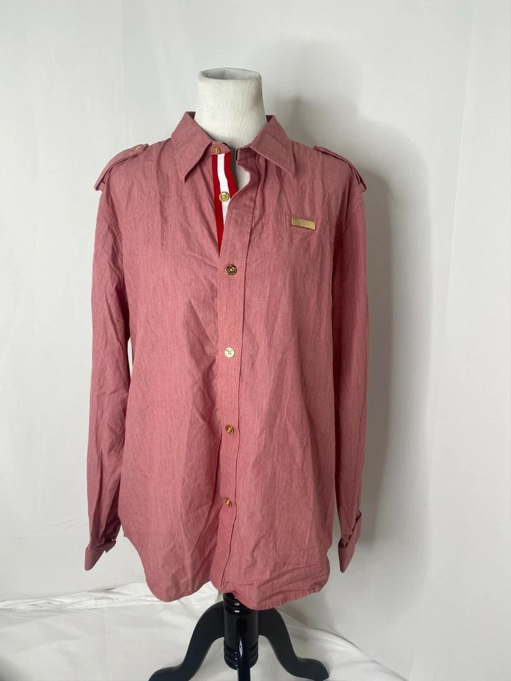 Camisa Cavi Abotonada Para Hombre XL Roja Informal Manga Larga Calce Moderno Top Foto 2 de 4