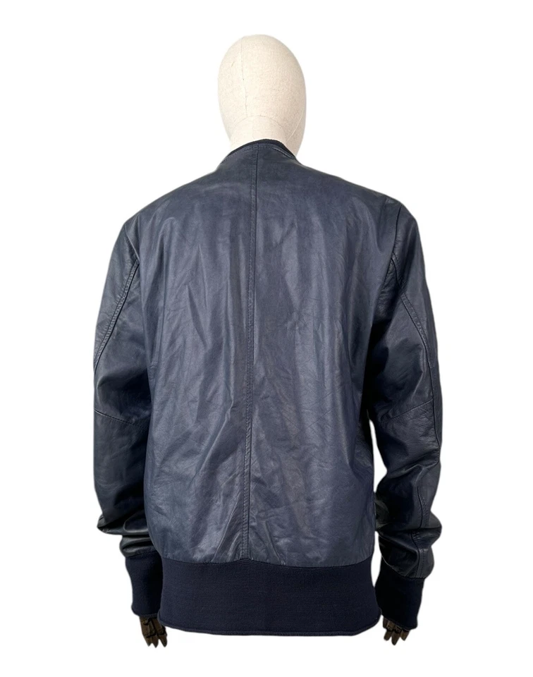 Chaqueta de bombardero de cuero para hombre GEORGIA BRATO azul marino talla 48 Foto 2 de 4