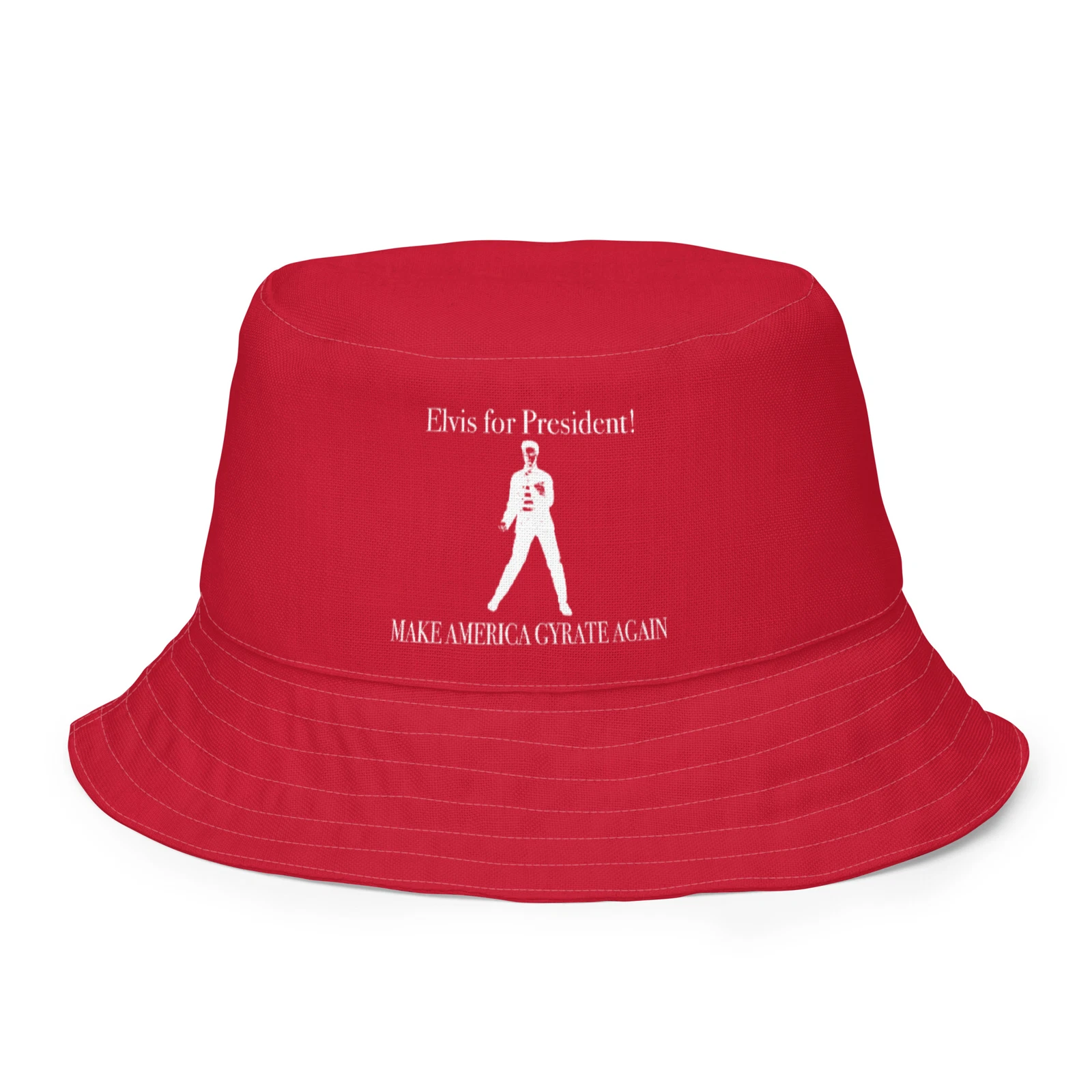 "Elvis for President" Bucket hat Anti MAGA Never Trump Parody GOP Gyrate