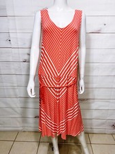 Ava & Viv Womens Dress Size 2X Coral Striped V-Neck Stretch Sleeveless
