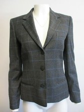 GIORGIO ARMANI wool- cashmere grey  blue windowpane 3- button blazer sz 40/ 4