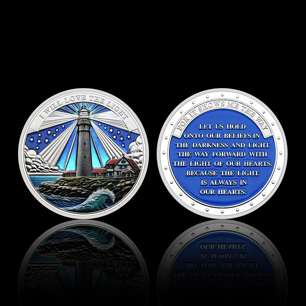 Lighthouse Silver Plated Coin Light of Our Hearts Shows Me The Way Collect Medal - Picture 3 of 14