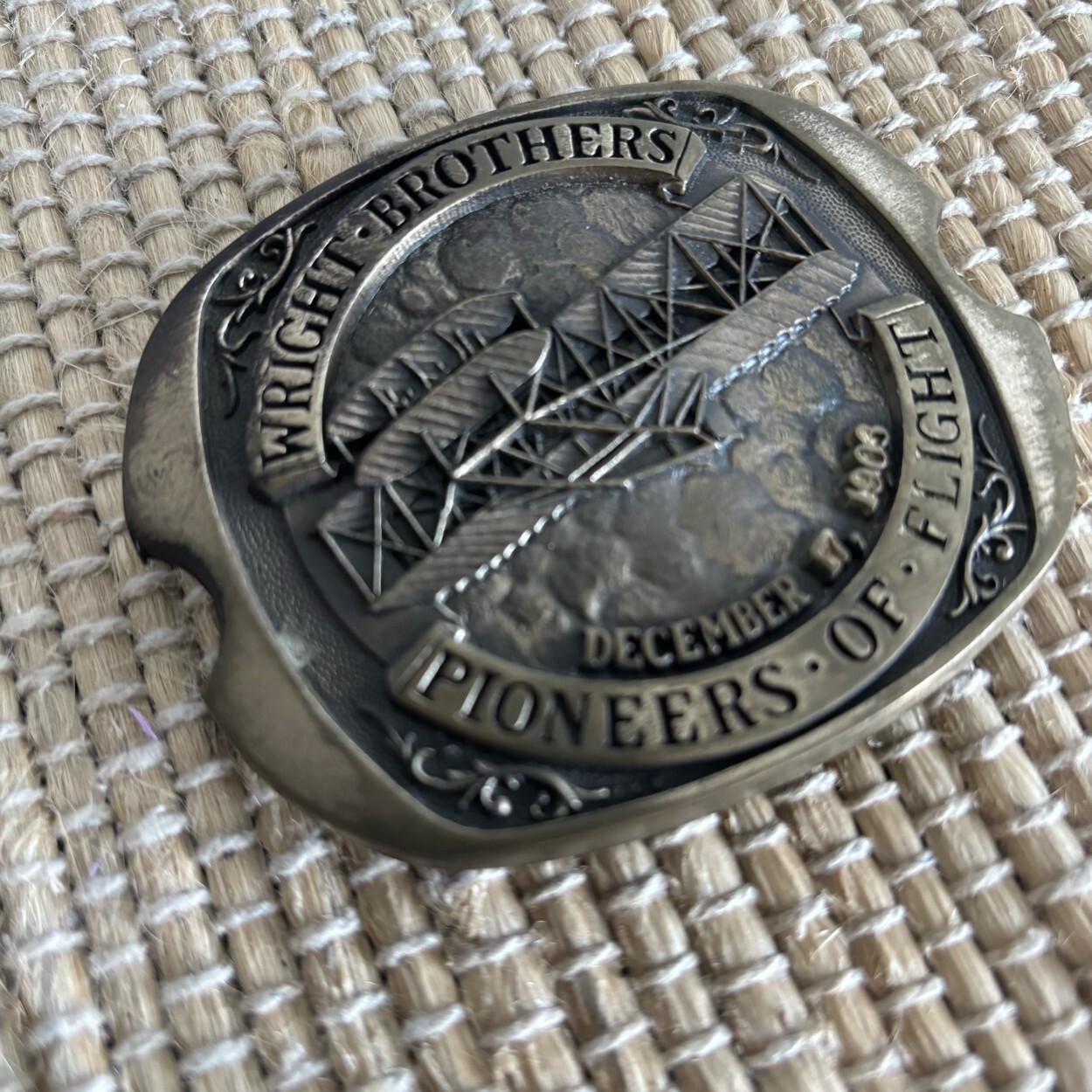 Vintage Belt Buckle Solid Brass Wright Brothers A… - image 2