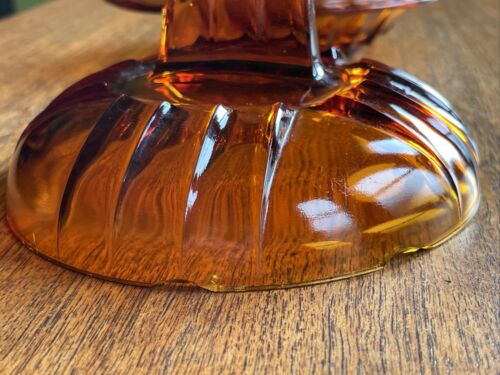 Vintage art deco Czechoslovakia cheese butter dish amber glass bowl and lid - Picture 23 of 24