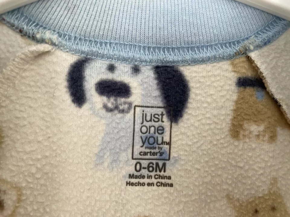 Carter's Baby Boys Allover Cute Dog Print Cozy Fleece Sleep Sack Cream Blue 0-6M - Image 2 of 4