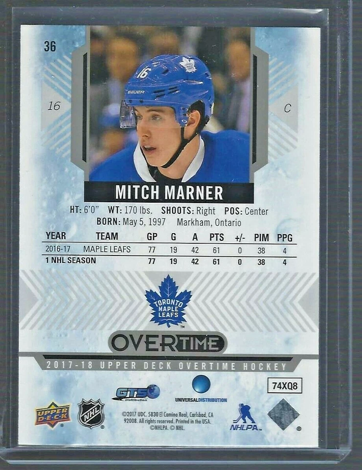 2017-18 Upper Deck Overtime #36 Mitch Marner Toronto Maple Leafs Hockey Card - Image 2 of 2