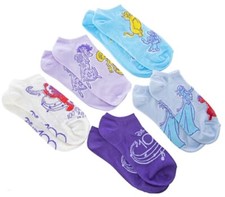 New DISNEY 100 YEARS Ladies 5 Pair No Show Socks LUMIERE, WOODY, ELSA, SCAT CAT