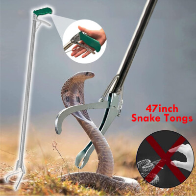 #ad 47” Snake Tongs Reptile Catcher Grabber Heavy Duty Wide Jaw Handling Tool Stick $26.99