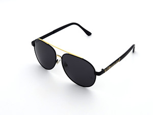 Polarized Mercedes Metal Aviator Sunglasses Black-Gold Frame Smoke Lens MB10