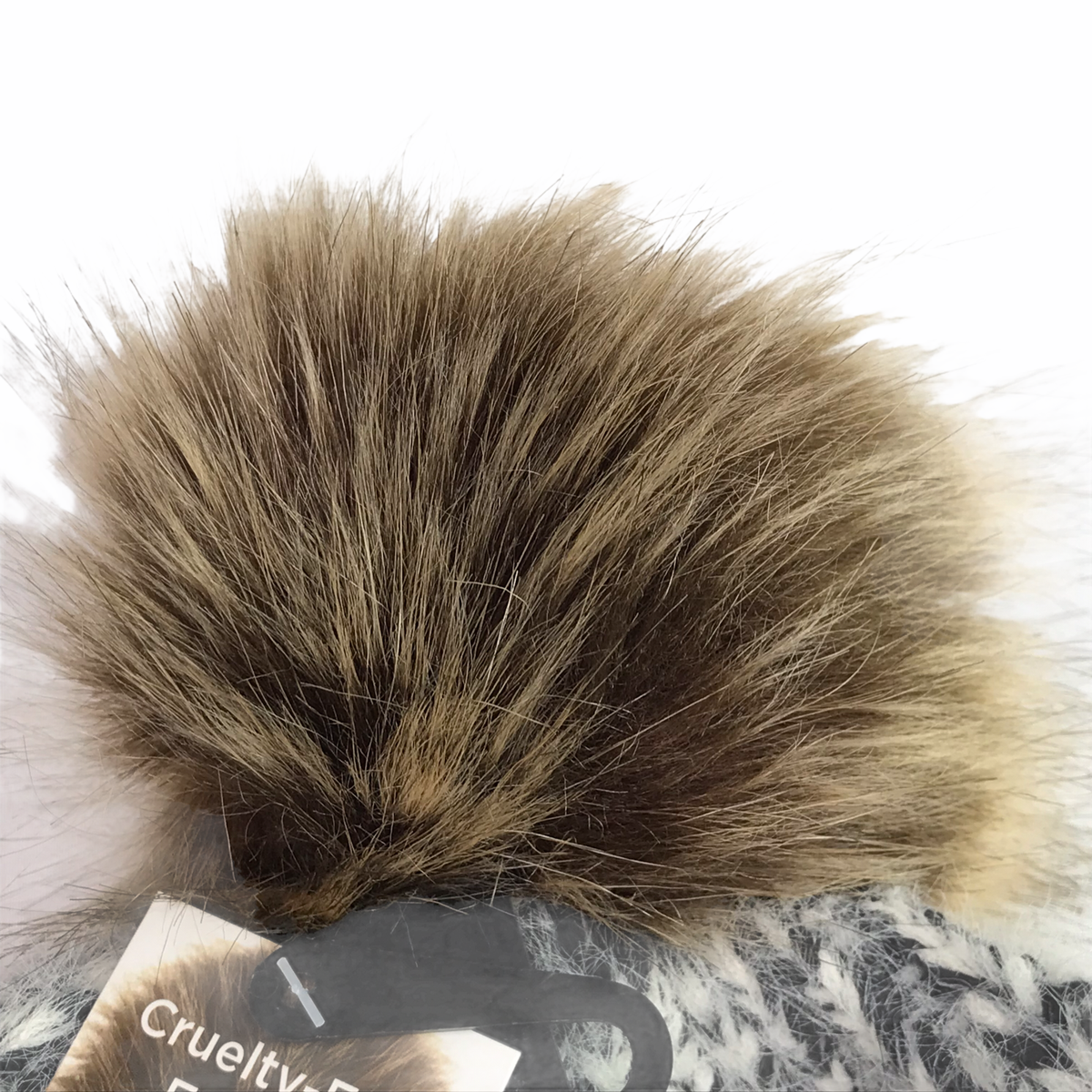 New Pom Pom Faux Fur Beanie Hat Winter Warm Gray White - NORDSTROM, Vegan Pearl Gray Merino Wool Knit Hat with Faux Fur Pom Pom  main image 3