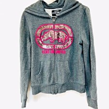 Ecko Red by ECKO UNLTD Hoodie. Youth Sz L Gray with Silver Sequins  Full Zip