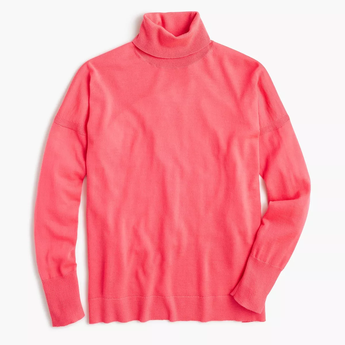 NWT J.Crew Merino Wool Turtleneck Sweater with Side Slits Neon Blossom S or L