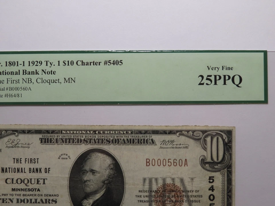 $10 1929 Cloquet Minnesota MN National Currency Bank Note Bill #5405 VF25 PCGS - Image 3 of 4