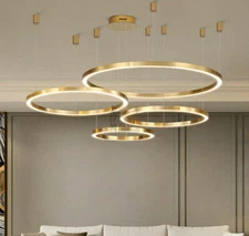 Golden Ring Dimming LED Chandelier bebroom dining room Hanging Pendant Lighting