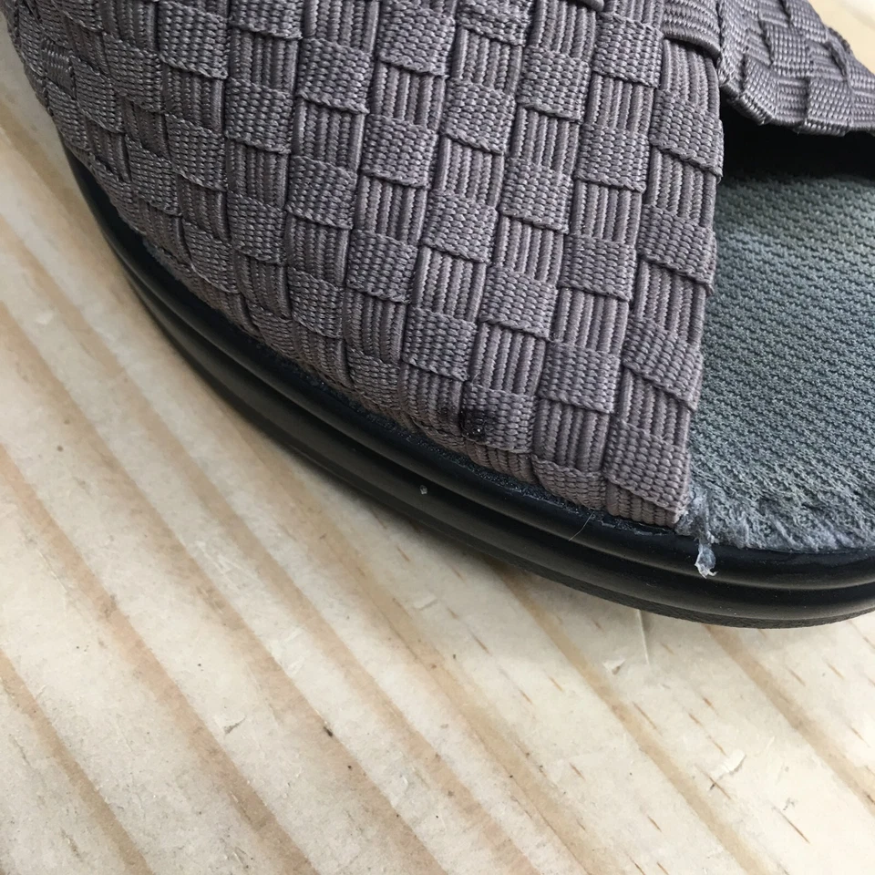 Bernie Mev Boots Womens 39 Claire Peep Toe Woven Ankle Booties Heels Gray Fabric - Image 4 of 4