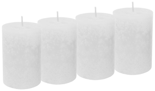 4 Stumpenkerzen Kerzen Weiß Hochzeit Kommunion Konfirmation Tischdeko Deko-image