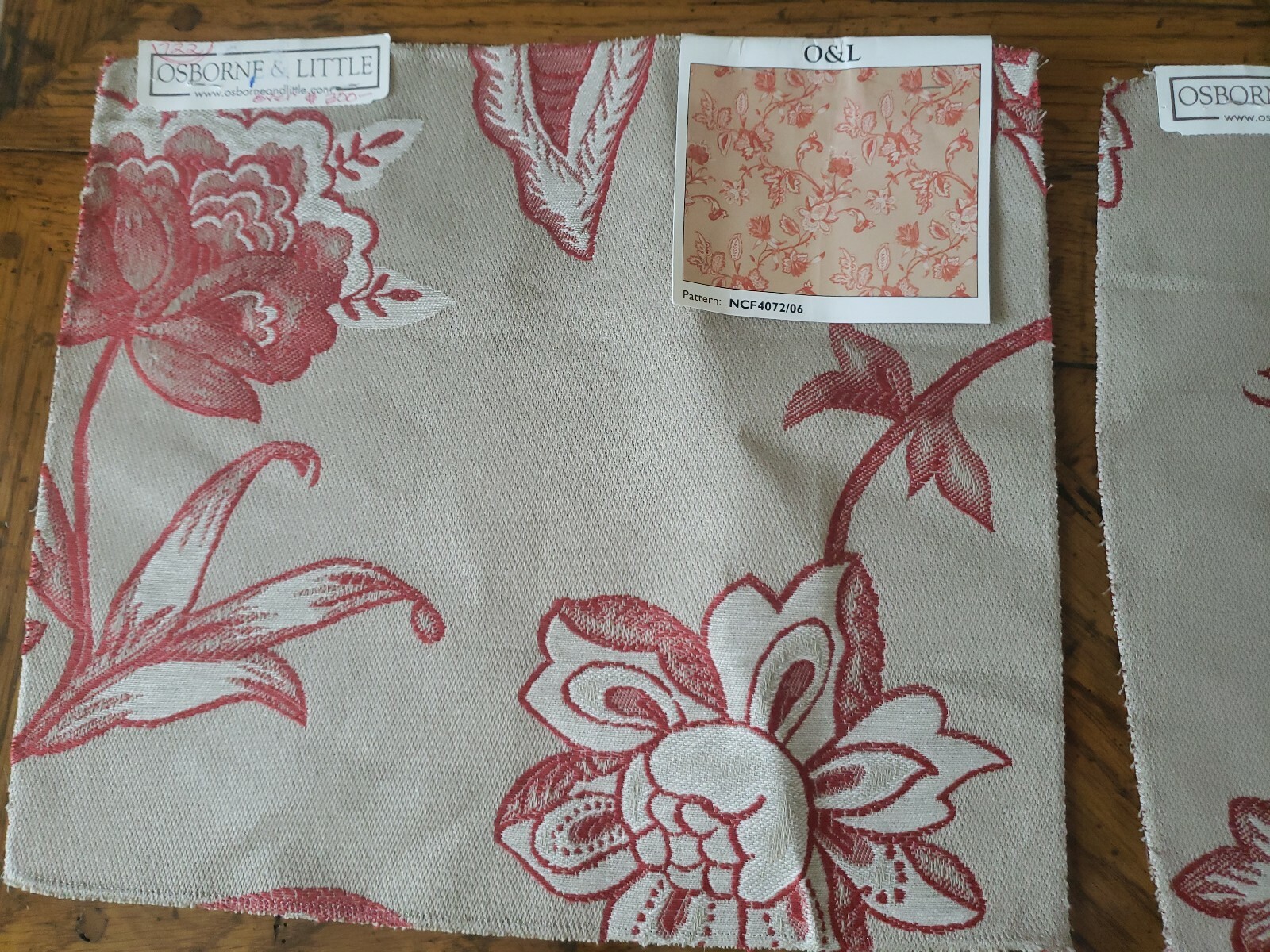 (2) NINA CAMPBELL / OSBORNE & LITTLE Fabric Remnants CELENDIN