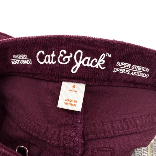 Cat & Jack Girls Size 4 Skinny Jeans Super Stretch Button Closure Burgundy - Picture 8 of 13