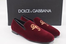 Dolce&Gabbana NWB Loafers / Slippers Size 41.5 8.5 US In Red Velvet W/ Gold Logo