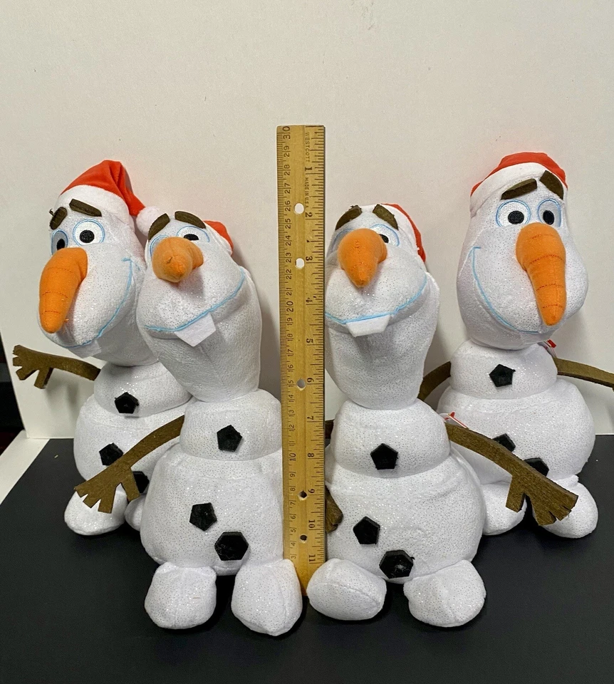 Juego de 4 muñecos de peluche Frozen Olaf 10” Beanie Baby Disney muñeco de nieve brillante con etiquetas Foto 4 de 4