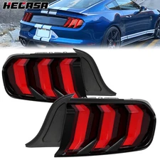 HECASA LED Sequential Tail Lights For Ford Mustang 2015-2023 Brake Lamp Red Lens