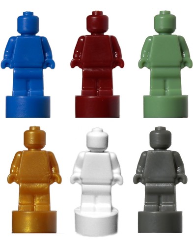 NEW LEGO - MicroFig - Plain - statue set x 6 dark Red GrayBlue Green White  Gold - Picture 1 of 1