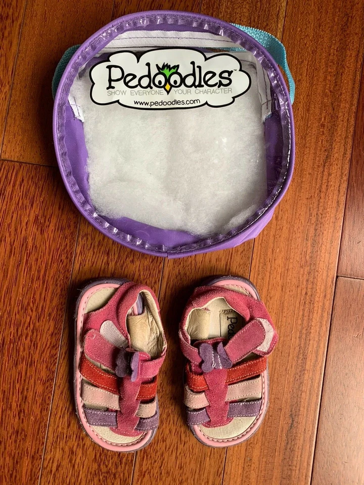 Sandalias Zapatos de Cuero Pedoodles 6 7 XL Corazón Mariposa Gamuza Púrpura San Valentín Foto 2 de 4