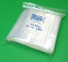 6x12 Zippit Bags Clear Reclosable 2mil Poly Bags Resealable 100 Pc Reloc 6"X12"