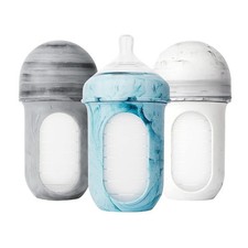 NEW Boon Nursh Baby Bottles Medium Flow Tie Dye 100 Food-Safe Silicone 3CT 8oz