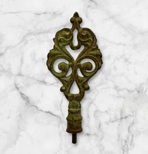 Antique Art Nouveau Victorian Ornate Scroll FINIAL 5.5 In Cast Metal W/ Patina