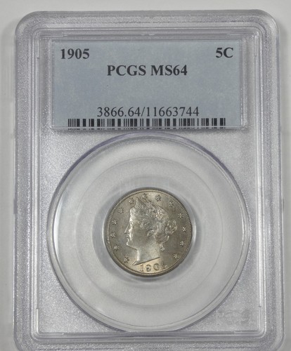 1905 Liberty/"V" Nickel CERTIFIED PCGS MS 64 5c
