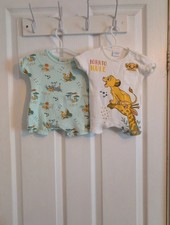 Disney Baby Lion King Rompers 2 Pack Up To 1 Month Simba White Mint Green Unisex