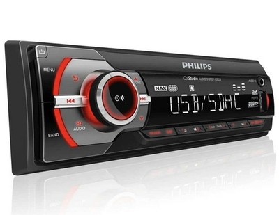 Philips Single DIN Car Stereo Receiver 50W x 4 USB AUX AM/FM Detachable Face NEW