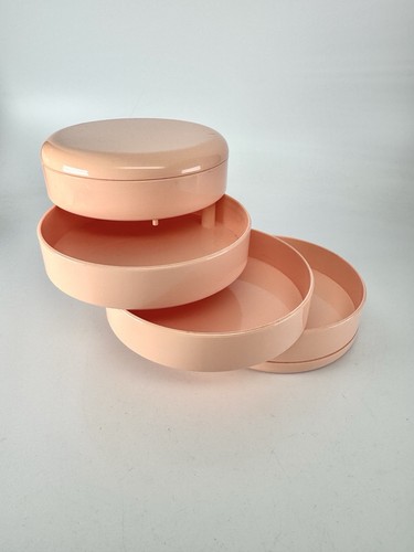 Vintage InterDesign Swing Box Container Peach Swivel Desk Jewelry Organizer