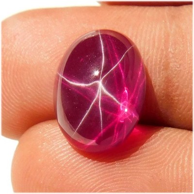 Natural Red Ruby Star 6 Rays Oval Cabochon Loose Gemstone 09.25 mm