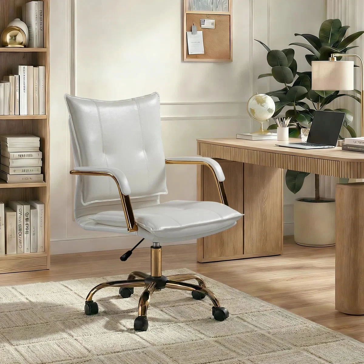 Lundgren Faux Leather Task Chair with Padded Arms - Thumbnail 5