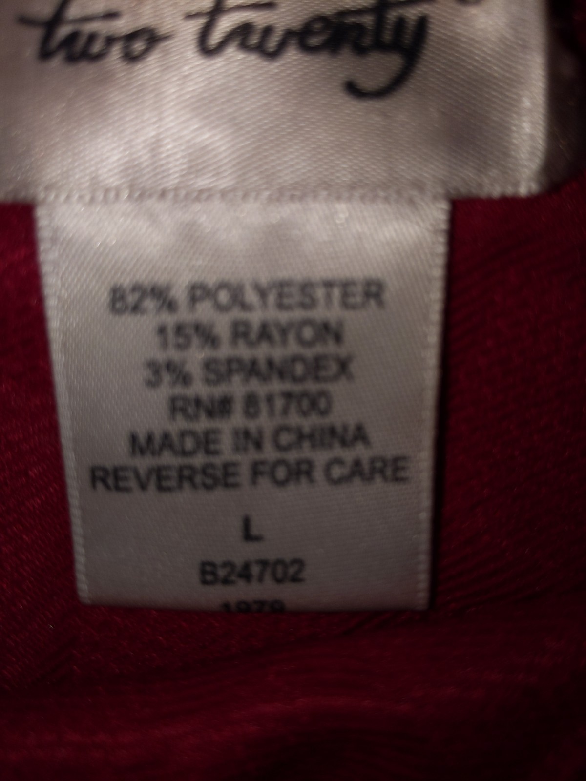 Two Twenty red mockneck button pullover topL - image 4