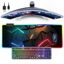 RGB Mouse Pad Desk Pad, Large Gaming Mousepad with LED Light 13 Light Modes T...