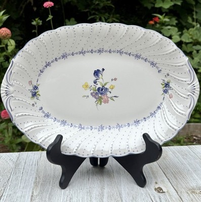 Nikko Fine Tableware~Blue Peony~ Oval Scalloped  Platter, Japan