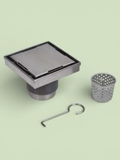 OATEY Designline Tile 6 in x 6 in. Stainless Steel Square Shower Drain BK