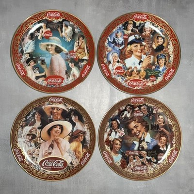 Franklin Mint 4er Set Coca-Cola Fine Porcelain Teller Sammlerstück Limited Edition