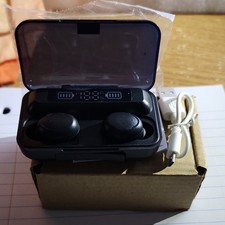 Black Wireless Bluetooth In-Ear Earbuds with Charging Case  USB Cable