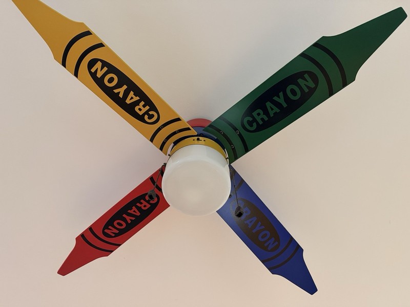 Crayon Ceiling Fan 4 Blade 48" Kids Bedroom 90s VTG Red Blue Green Yellow
